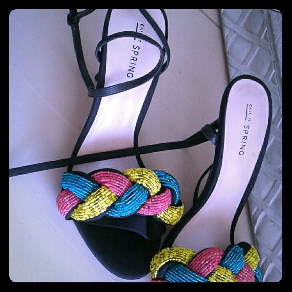Pretty multi colored strappy heels
